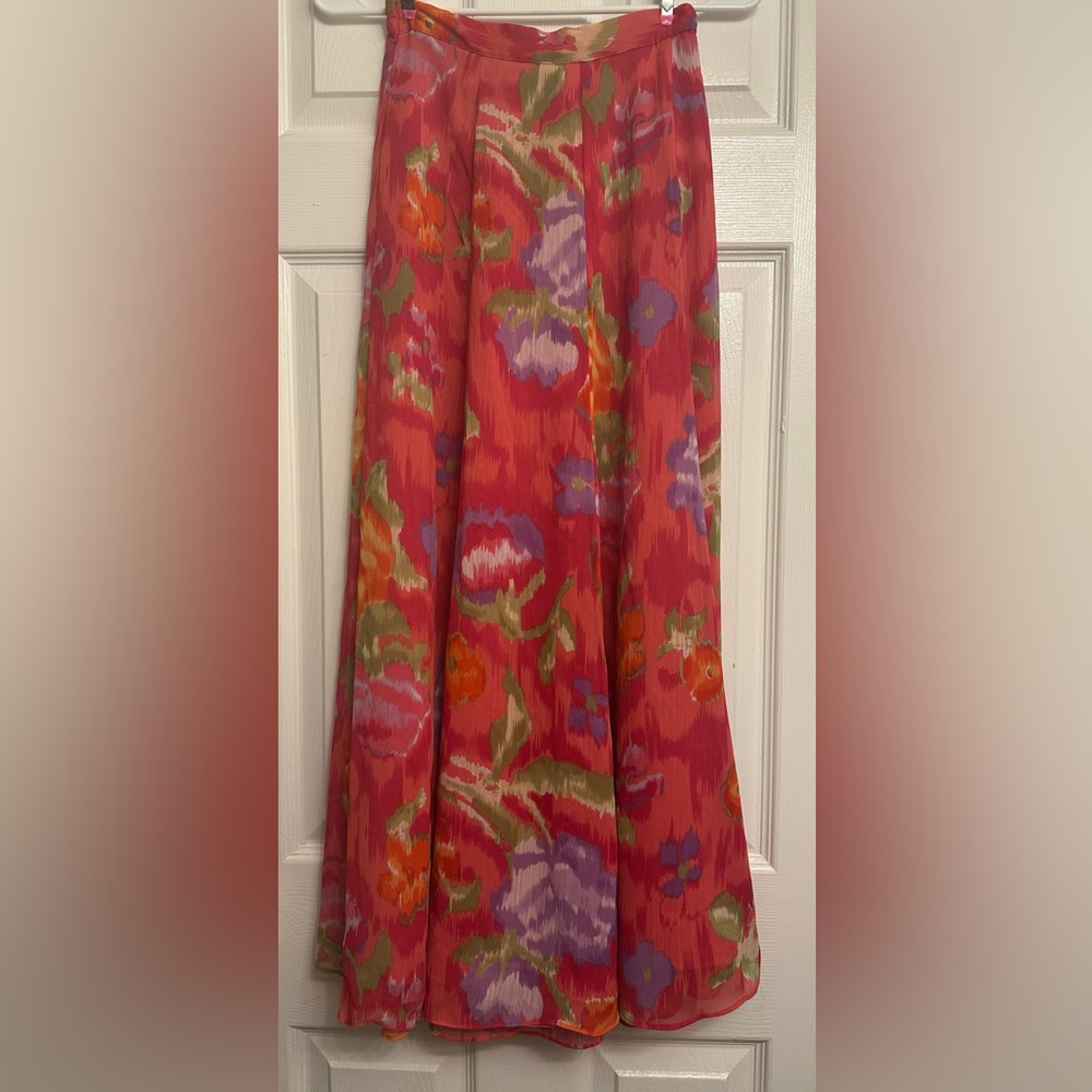 Coldwater Creek Orange Maxi Skirt A-Line Resort